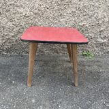 Guerin small square coffee table formica marble red door plant midcentury 1950 old vintage