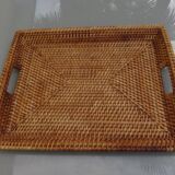 Tray with handles rattan
