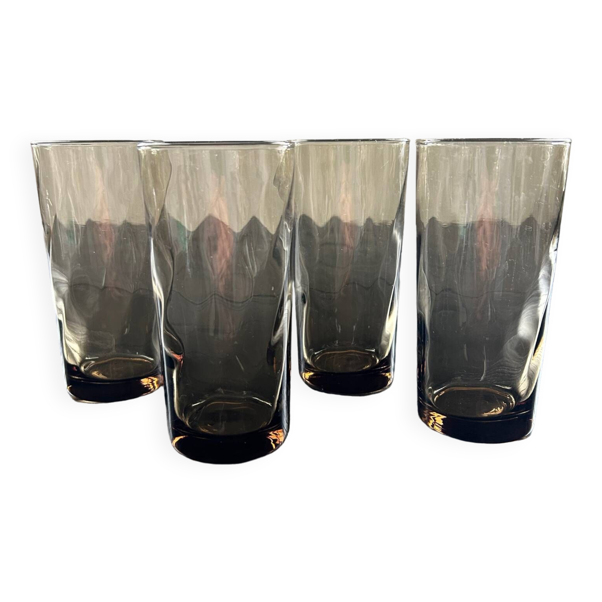 Set of 4 smoked optical glass glasses
