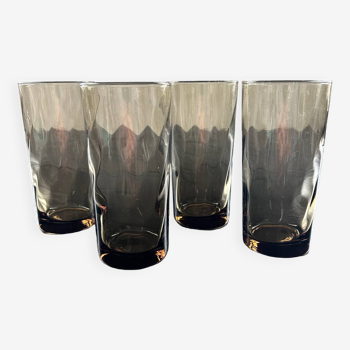 Set of 4 smoked optical glass glasses