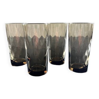 Lot de 4 verres en verre optique fumé