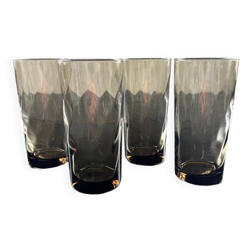 Set of 4 smoked optical glass glasses