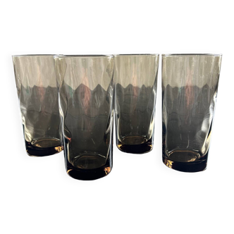 Set of 4 smoked optical glass glasses