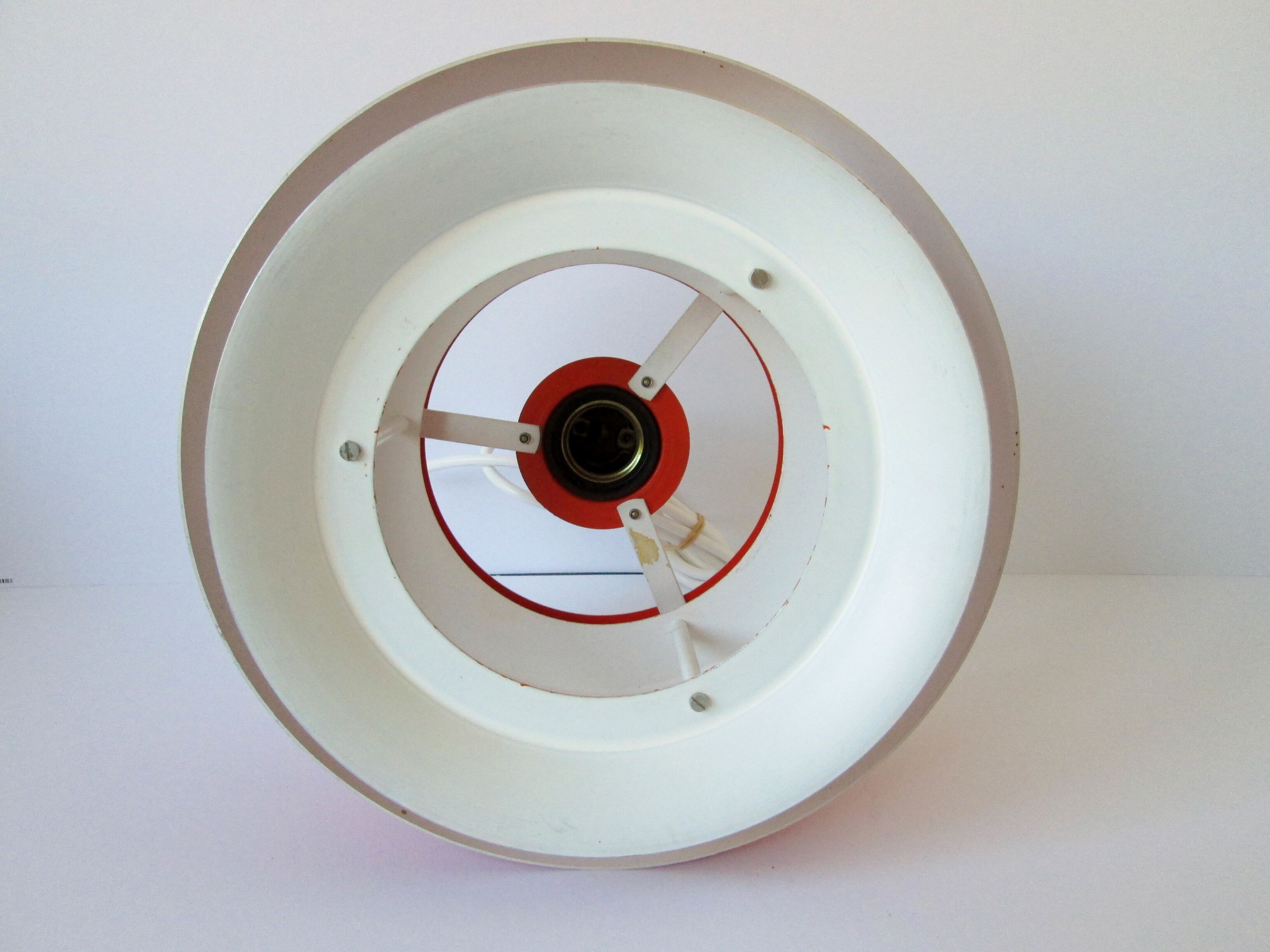 Set of 2 Danish Mid-century vintage Nevada pendant lights, orange, PH style, by Vitrika Denmark