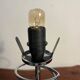 Metal base lamp, spring style, opaline globe
