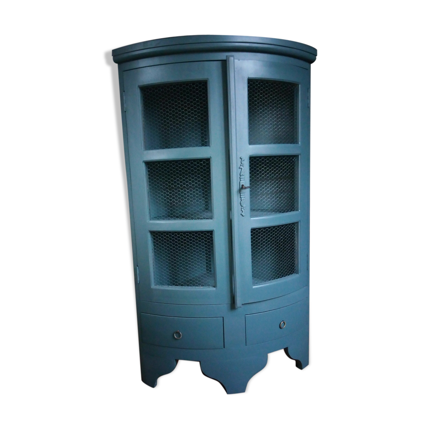 Storage in corner cabinet