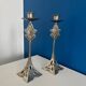 Set of 2 Art Deco Style Metal Candlesticks - Elegant and Vintage Candle Holders