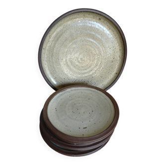 Set of 6 vintage pyrite stoneware plates and dish 1970-80