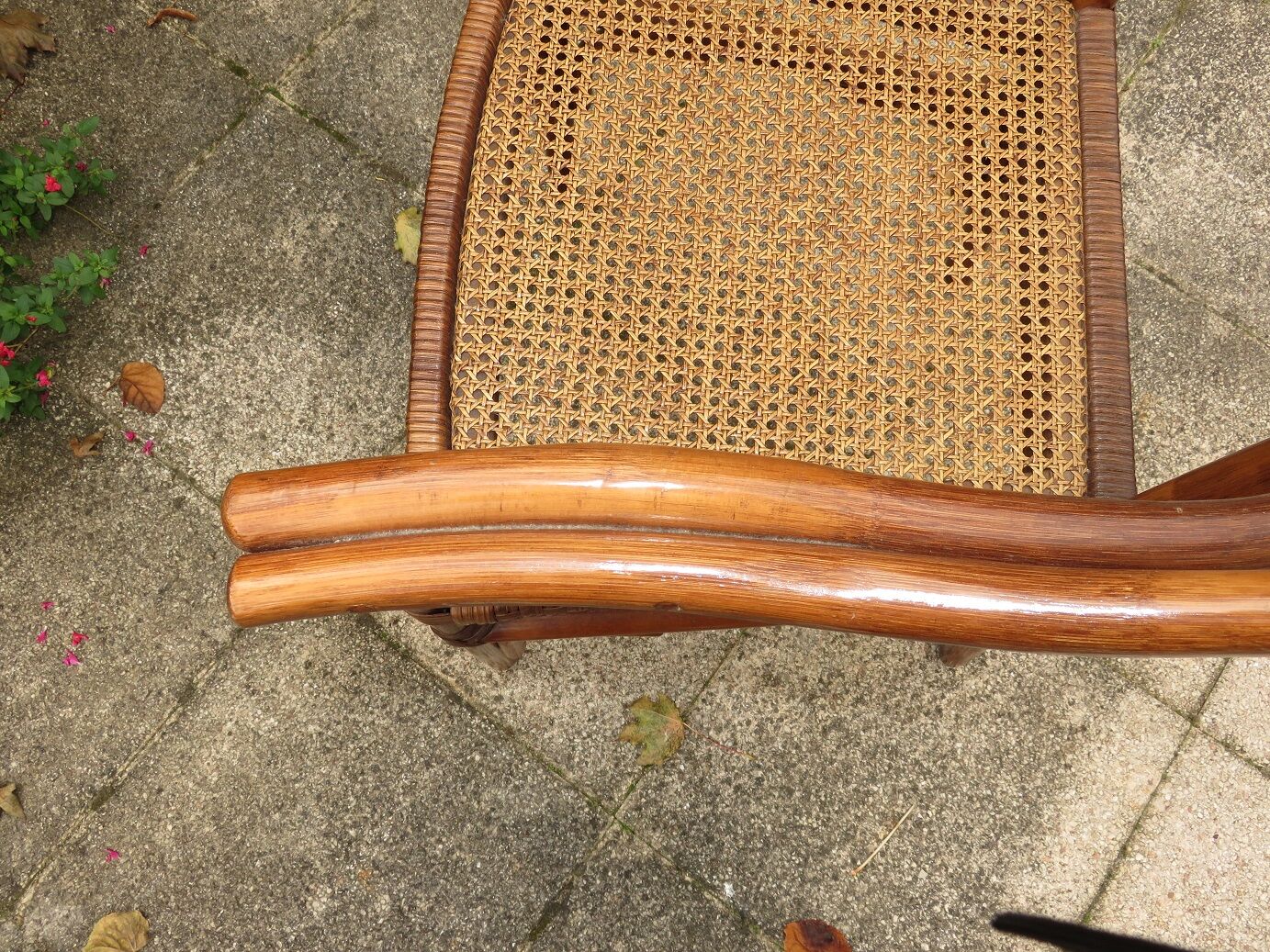Fauteuil bureau bois courbé et cannage