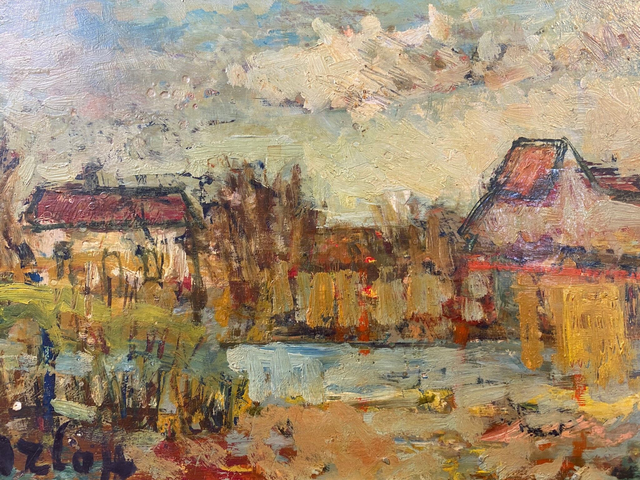 Village by the sea. Oil on panel Alexander Orloff