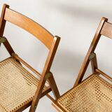 Pair folding chairs caning