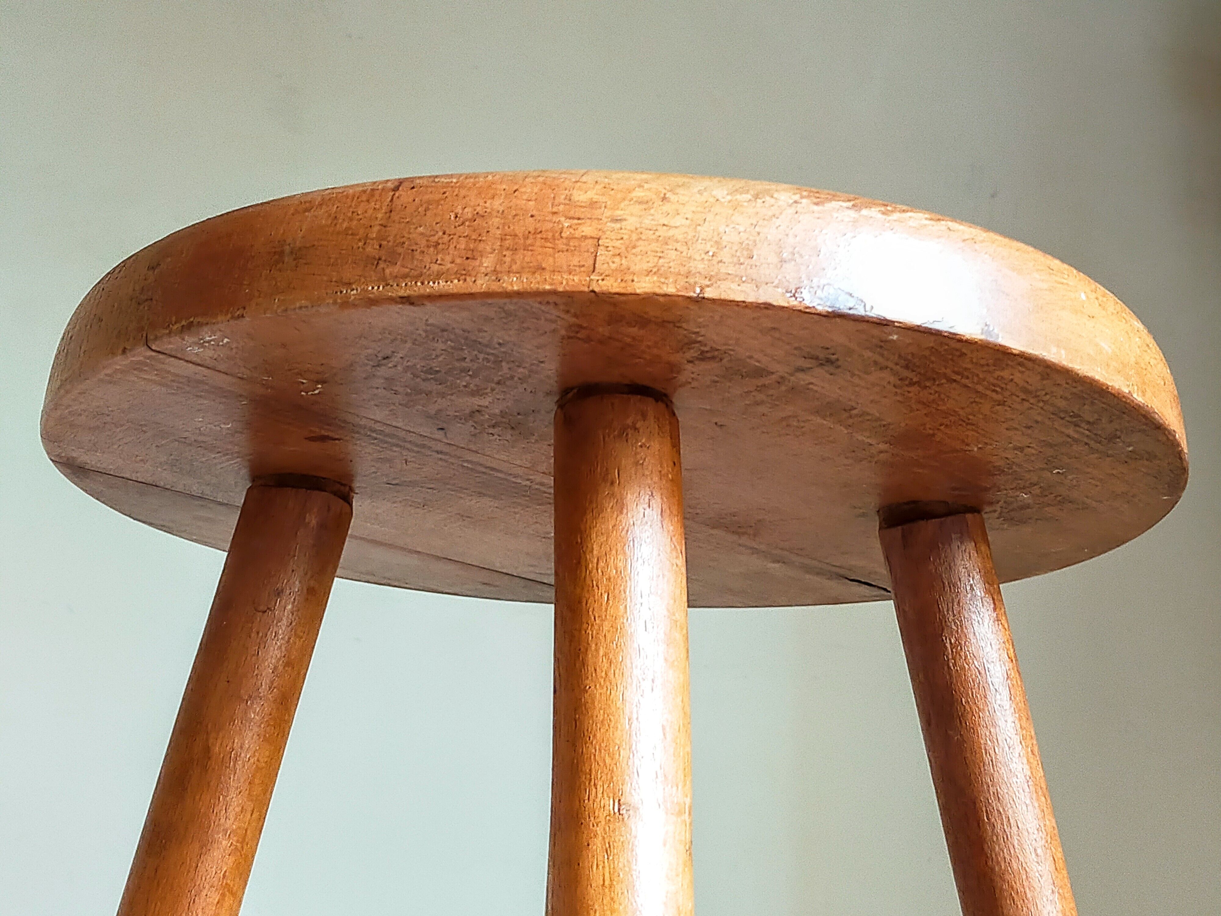 Vintage solid blond wood bar stool