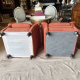 Pair of Art Deco style fabric club armchairs