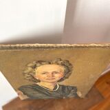 Oil portrait on canvas of an elegant vintage woman 50s