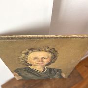 Oil portrait on canvas of an elegant vintage woman 50s