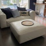 Pouf cuir blanc Nils ligne Roset