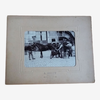 Photographie ancienne 1900 maréchal ferrant et cheval par A. Rebut à Paris