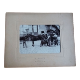 Old photograph 1900 farrier and horse by A. Rebut in Paris