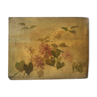 Oil painting on old cardboard