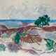 Mid century vintage abstract modernist landscape 'misty window'