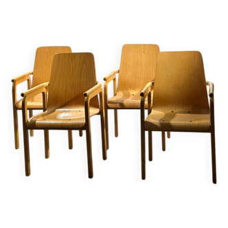 Midcentury wooden chairs, 1980s, Italy