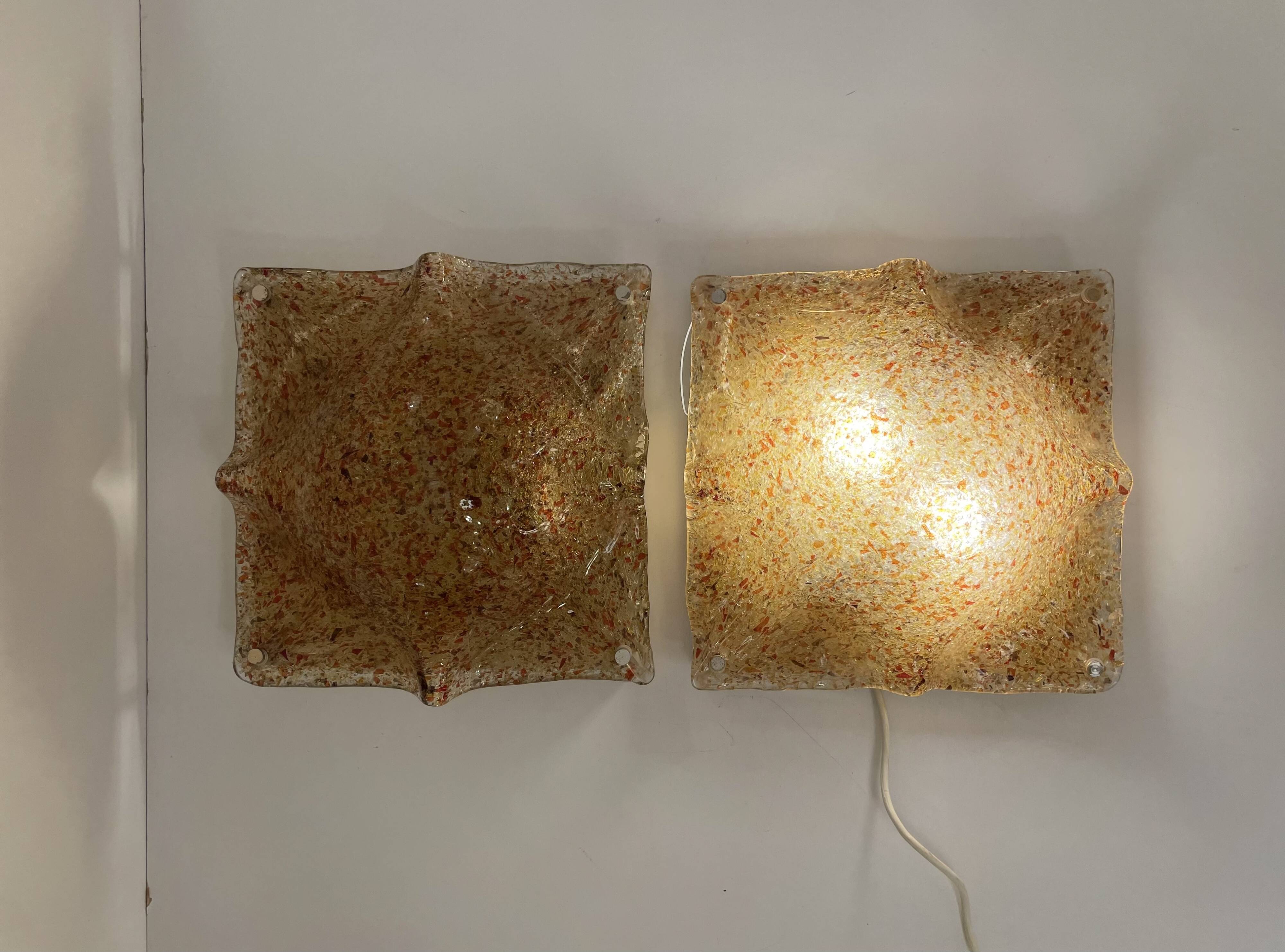 Pair Murano Ceiling or Wall Lamp, 1970s