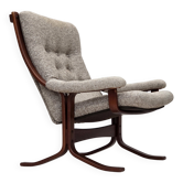 1970s, Norwegian design armchair, blend wool fabric, bent wood.