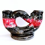 Vintage artisanal two-tone earthenware candle holder Vallauris France