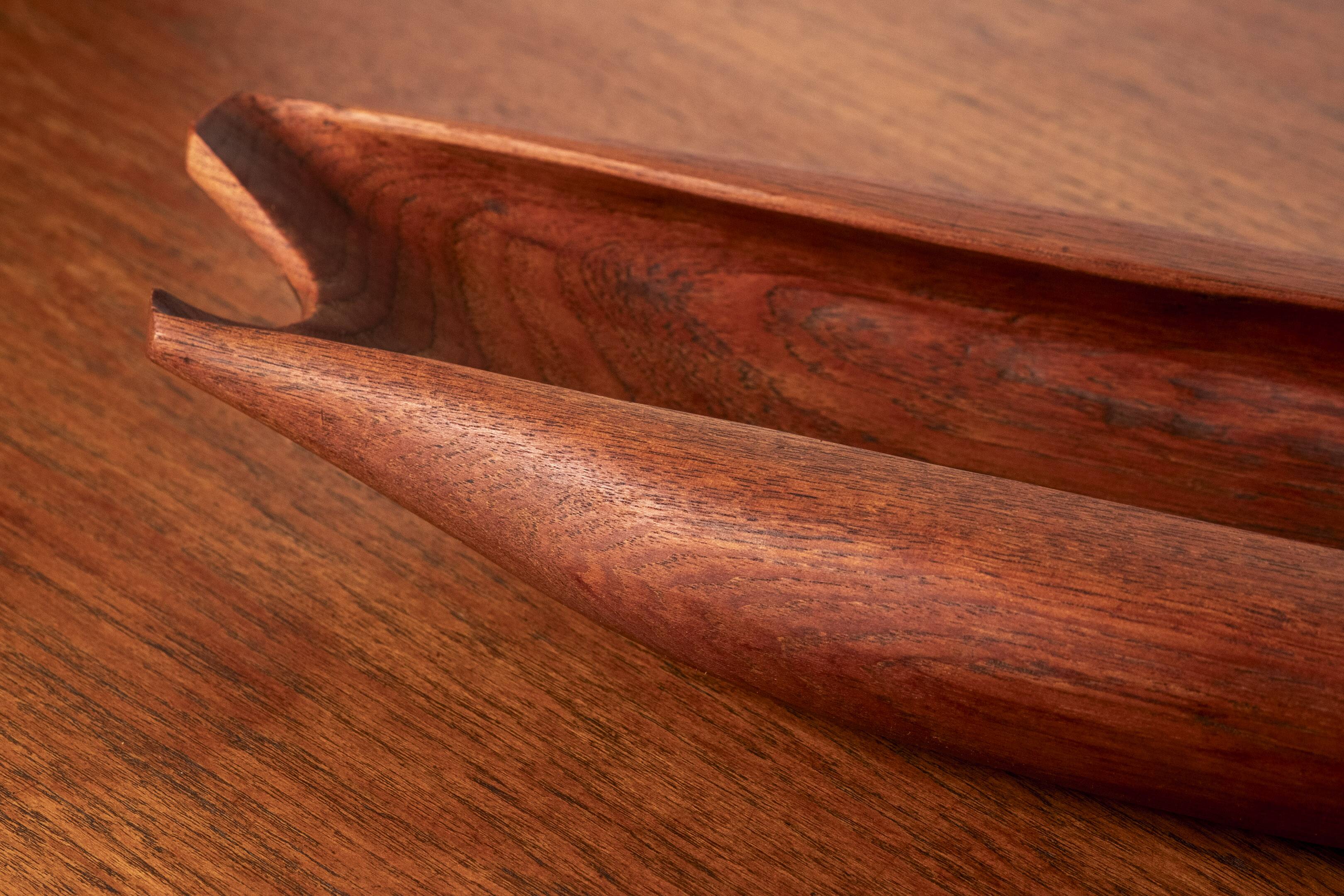 Organically Carved Serving Tray in Teak, 1950s Denmark