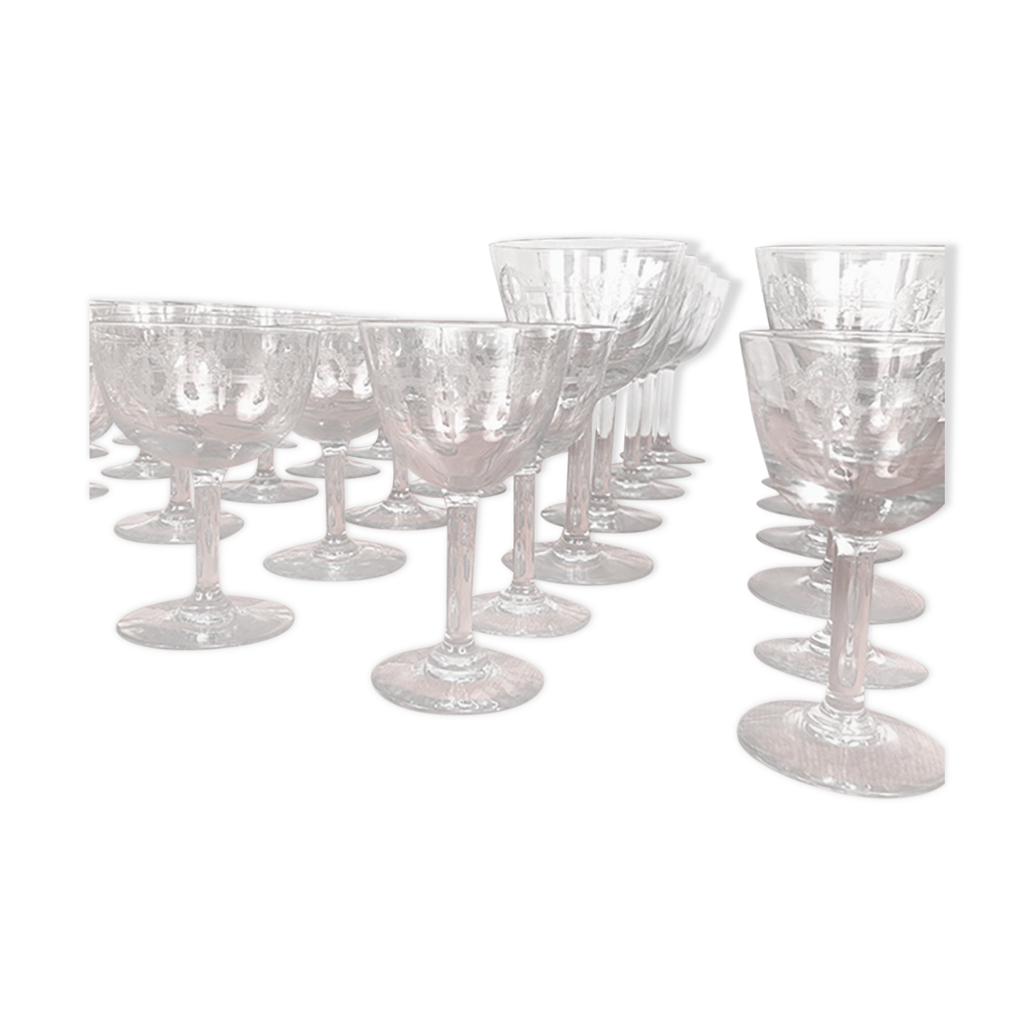 Service of cut crystal glasses. 42 pieces