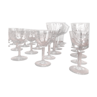 Service of cut crystal glasses. 42 pieces