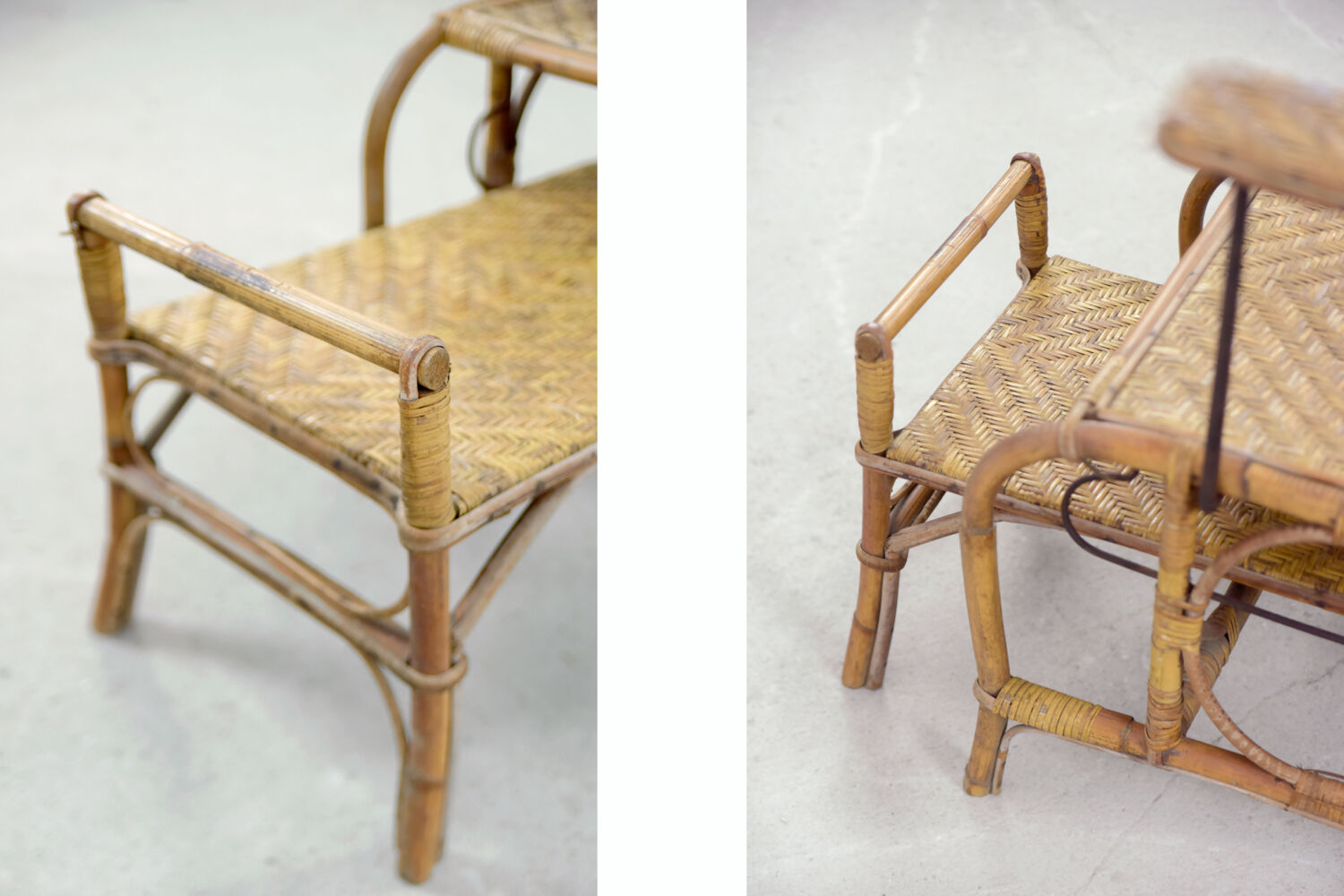 Bauhaus rattan armchair with ottoman by Erich Dieckmann, 1930s