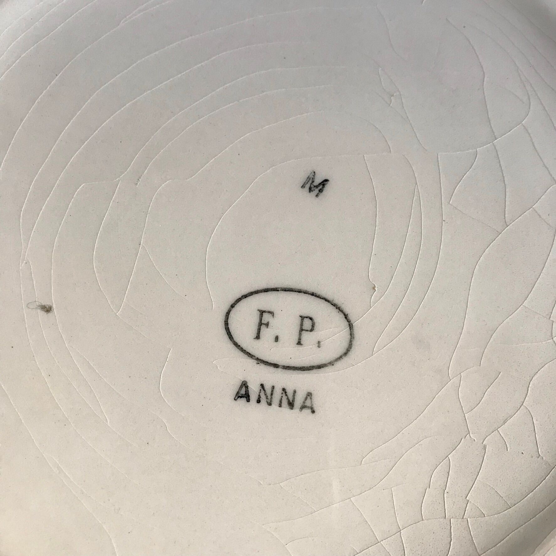 Vintage earthenware soup kitchen - 50s - model F.P Anna - decoration red flowers