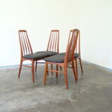 Suite de 4 chaises en teck par Niels Koefoed modèle Eva