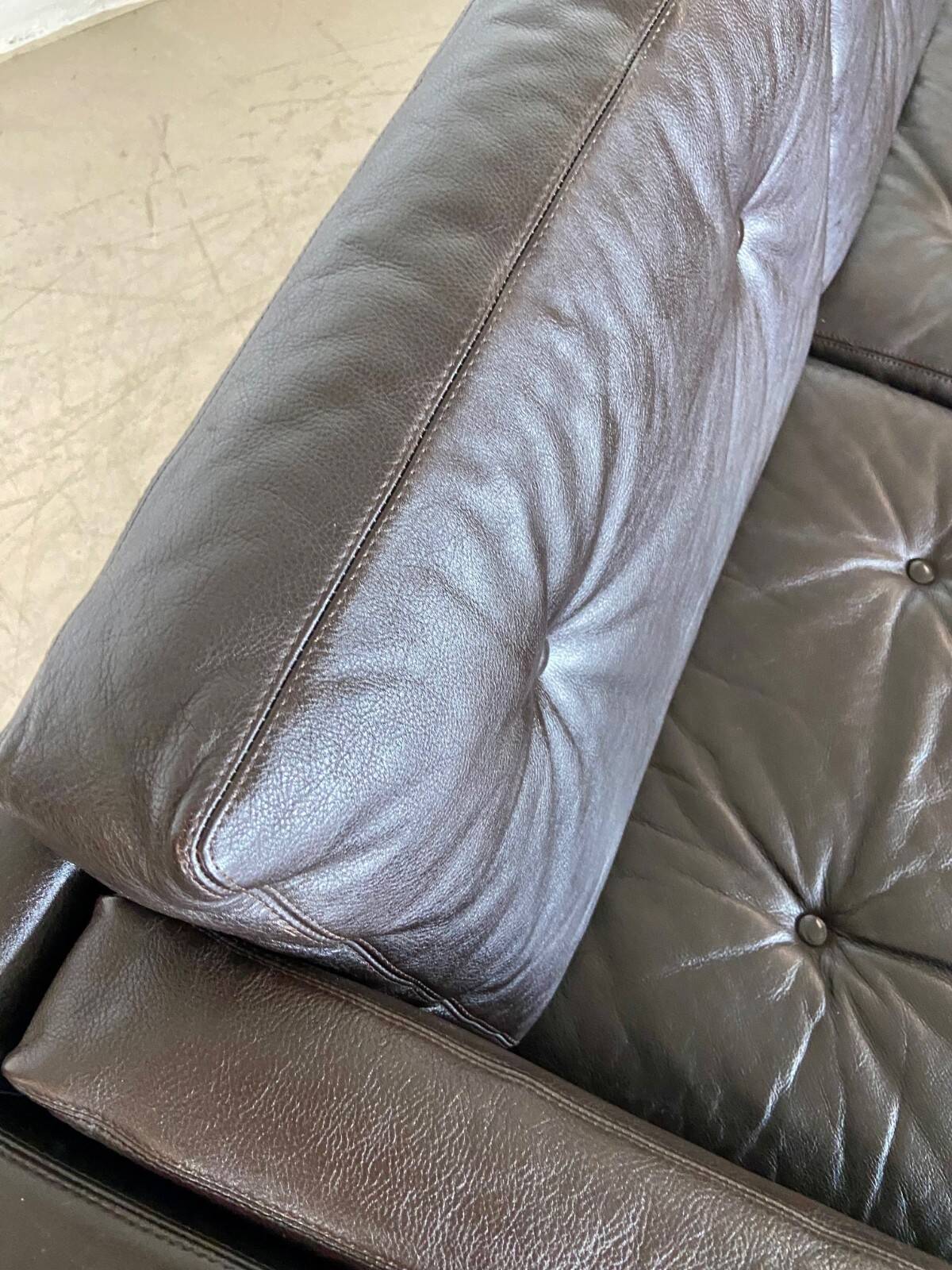 Vintage Danish Erik Jørgensen brown leather 3 seater sofa