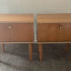 Pair of vintage blond wood bedside tables 70s