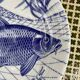 Plates and dish, fish service with cobalt blue decoration.