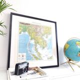 Vintage map Indochina Asia Thailand 43x43cm from 1950