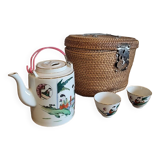 Vintage tea set and basket