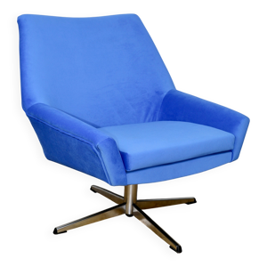 Fauteuil pivotant vintage - velours bleu
