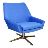Fauteuil pivotant vintage de la RDA en velours bleu bleuet de la série Jade