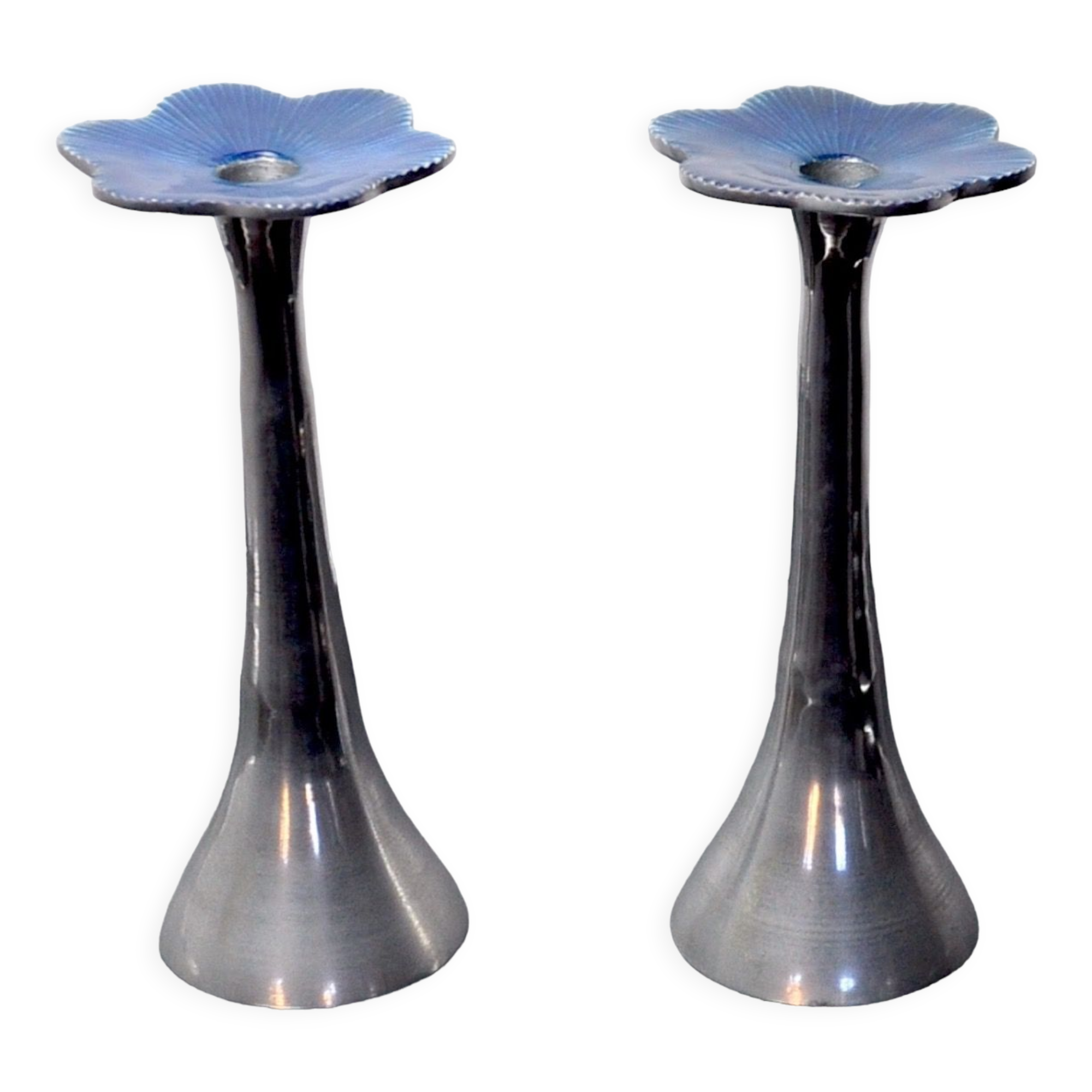 Pair of floral brutalist candlesticks by david marshall, 1980, spain