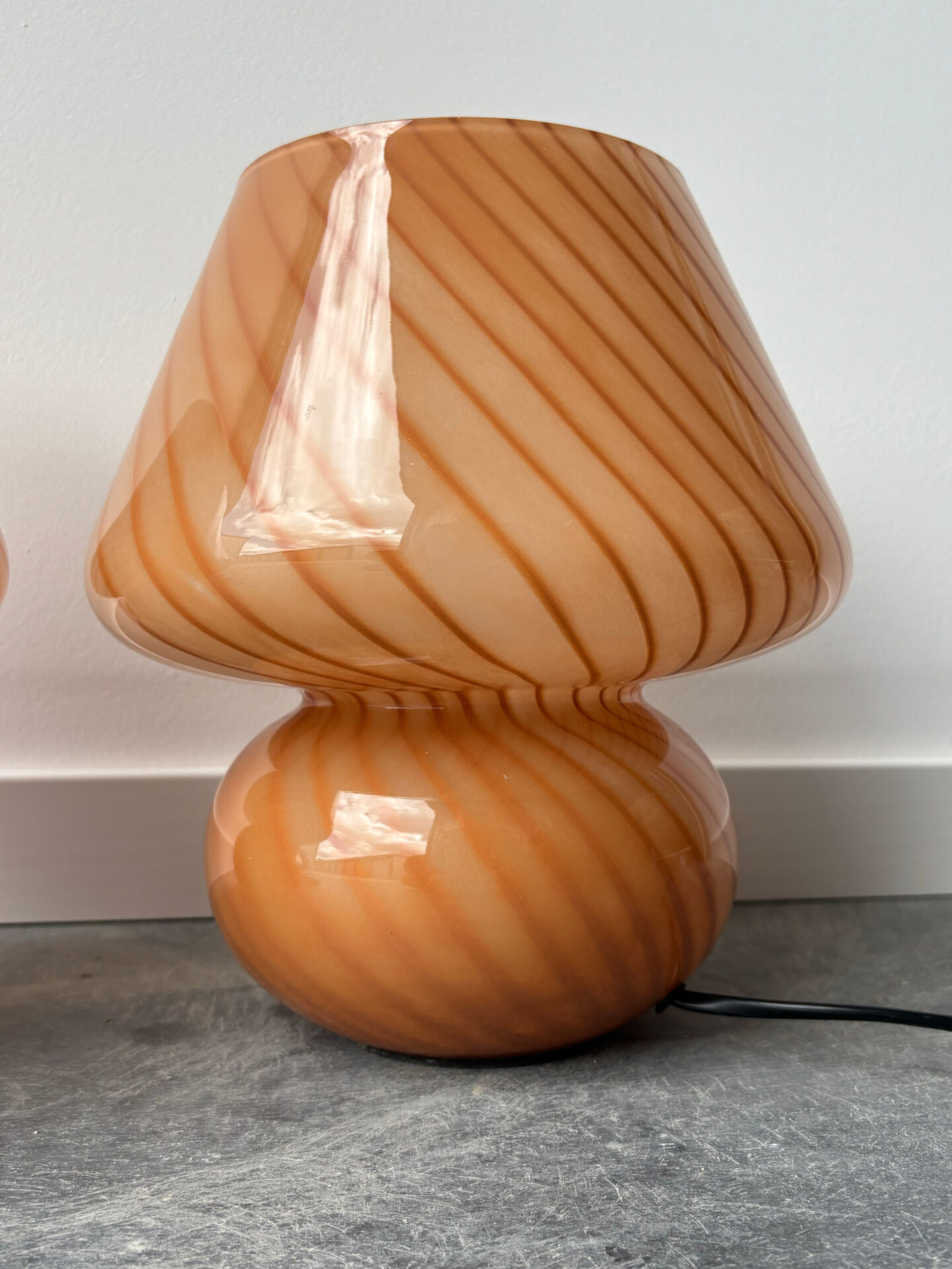 Pair of blown glass bedside lamps, Murano style, 1980s