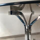 Round table smoked glass chrome legs 1970