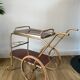 Desserte roulante doré en formica vintage