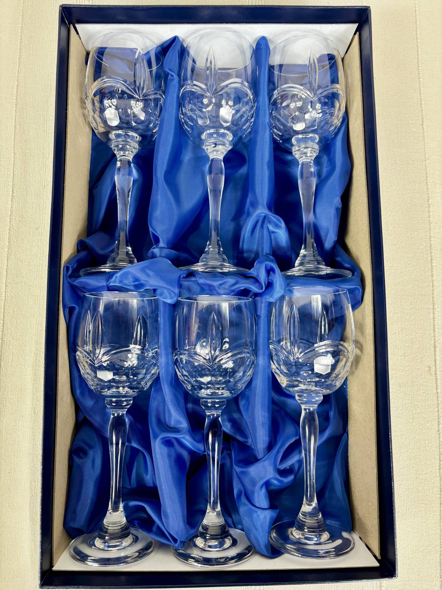 6 verres à vin en cristal véritable taillé main – Vintage