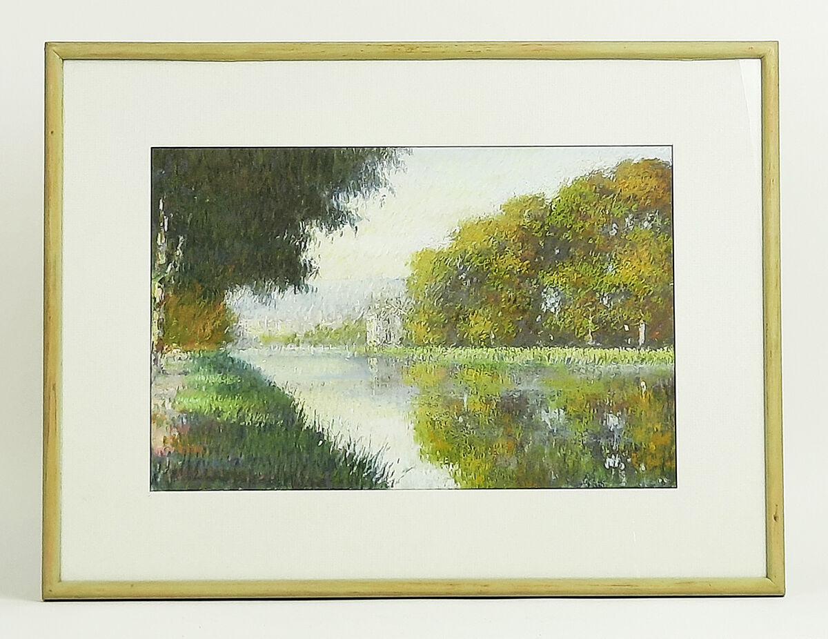 Pastel représentant un paysage au bord de l'eau par Gregory Davies