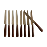 Set de 9 couteaux à manche de bois de palissandre mid century