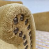 1960s, Danish armchair, honey-yellow furniture velour, original condition.