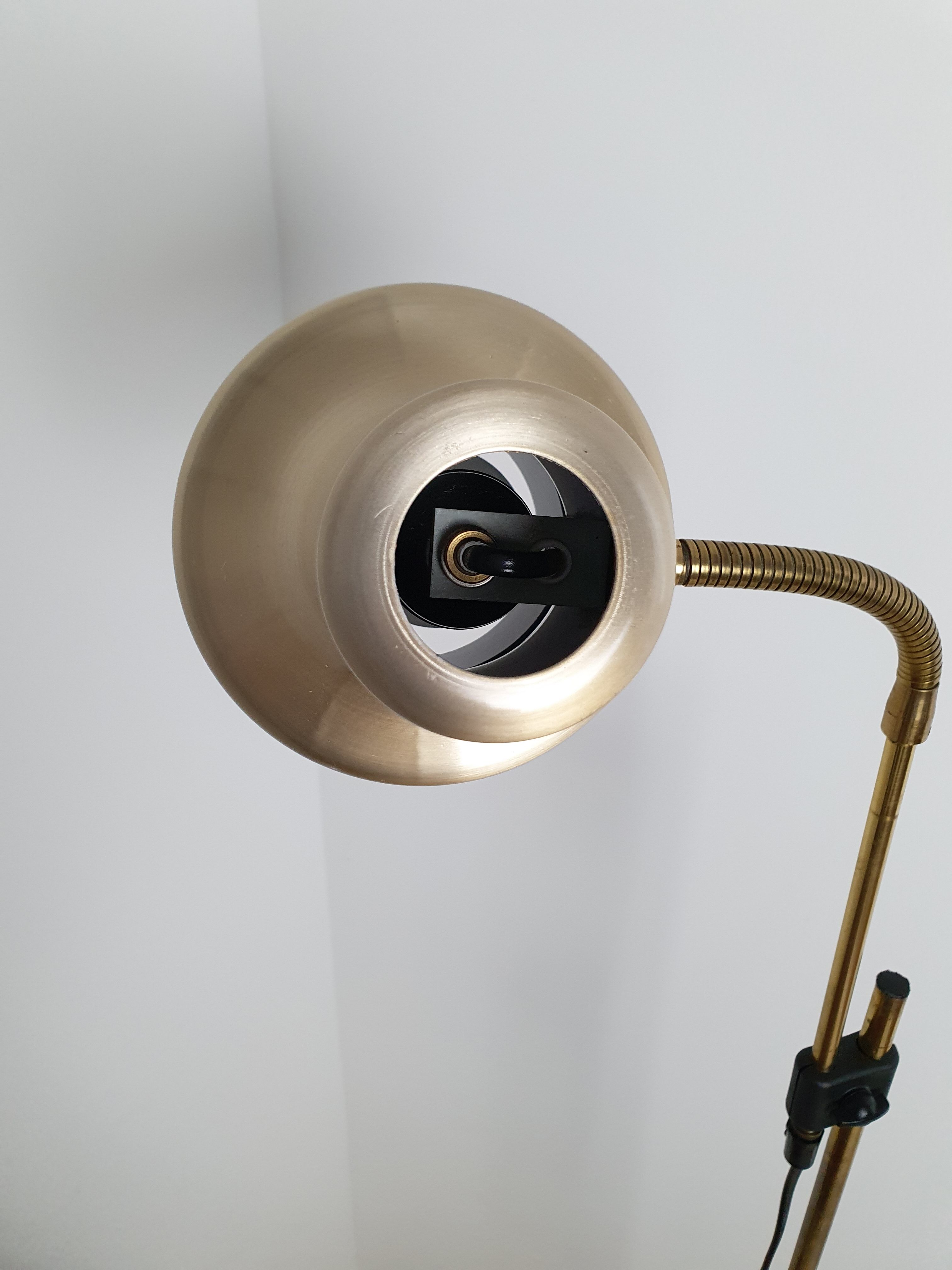 Scandinavian floor lamp gilded and black, 1970